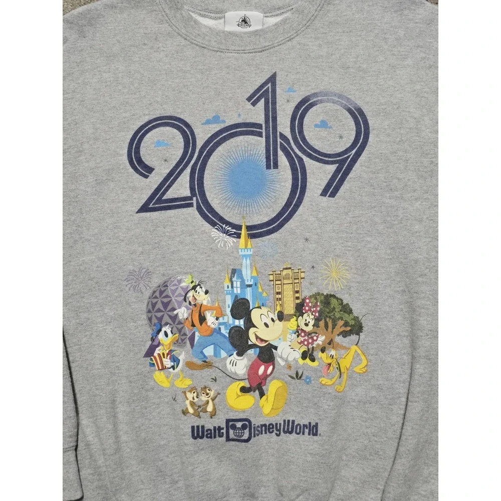 Disney Parks Walt Disney World Mickey Mouse Gray Pullover Sweatshirt Mens Medium